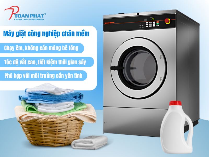 Nên mua máy giặt công nghiệp chân cứng hay chân mềm hơn? 2 Máy giặt công nghiệp chân mềm