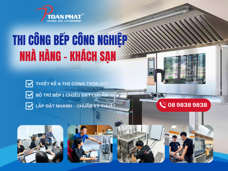 Thi công bếp công nghiệp - lắp đặt bếp nhà hàng, khách sạn uy tín giá tốt