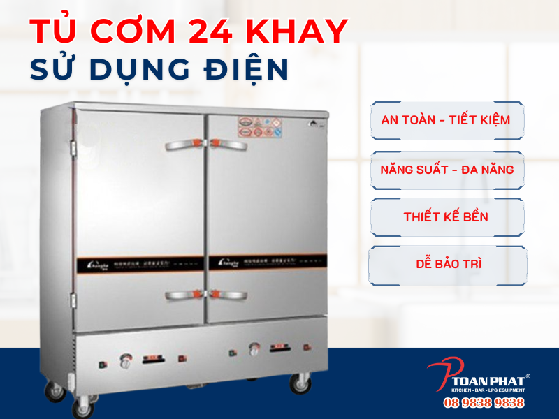 Tủ cơm 24 khay sử dụng điện