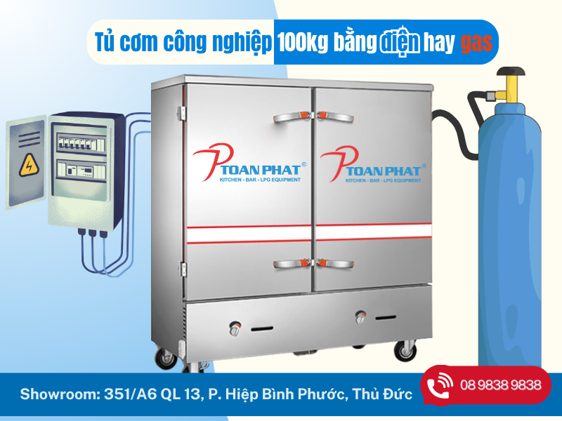 Nên mua tủ nấu cơm công nghiệp bằng điện hay gas