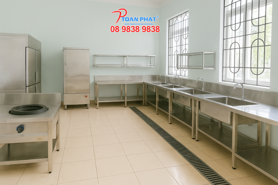 Dự án bếp thực hành cho Trường Trung cấp Kỹ thuật Yên Thành 4 Không gian bếp thực hành trường học hiện đại, phục vụ nhu cầu đào tạo thực tế