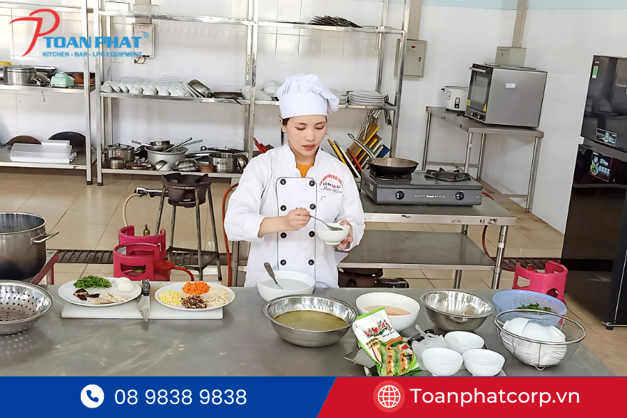 Dự án bếp thực hành cho Trường Trung cấp Kỹ thuật Yên Thành 6 Khu bếp lý thuyết trong trường học phục vụ giảng dạy ngành ẩm thực