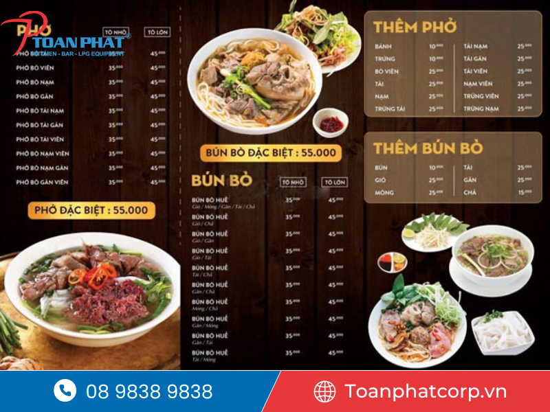 Kinh nghiệm mở quán phở thành công cho người mới từ A đến Z 5 Tạo menu món ăn đa dạng