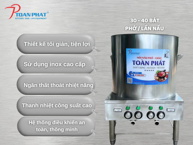 Nồi điện nấu phở 20L Inox cao cấp, đa năng | Giá tốt 3 Ưu điểm nồi điện nấu phở tại Toàn Phát