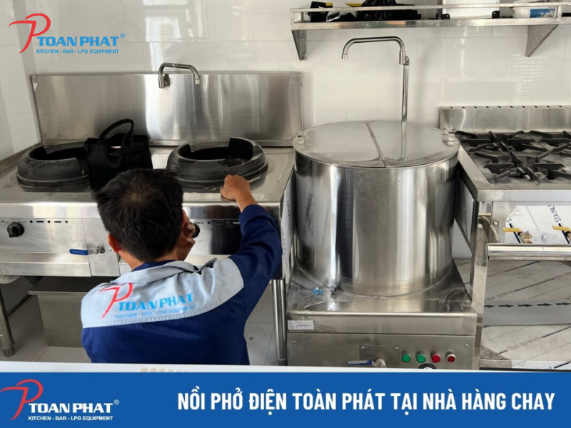 Nồi điện nấu phở 80L inox 304 cao cấp, đa năng | Giá tốt 3 Nồi nấu phở điện tại nhà hàng chay do Toàn Phát sản xuất và lắp đặt tận nơi