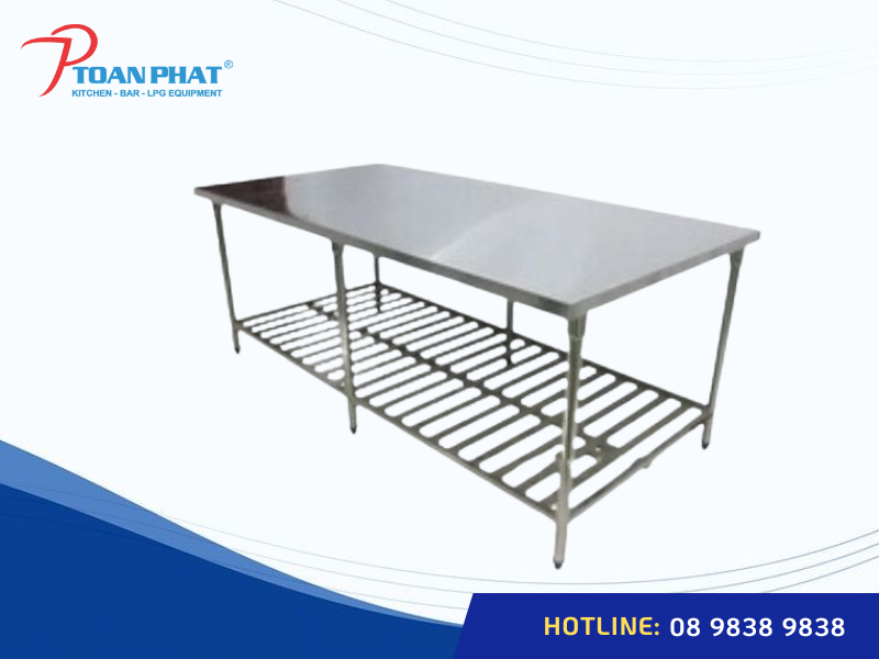 Bàn inox 1 tầng cao cấp, bền bỉ, đa dạng kích thước | Giá tốt 4 Bàn bếp inox 1 tầng có kệ song dưới