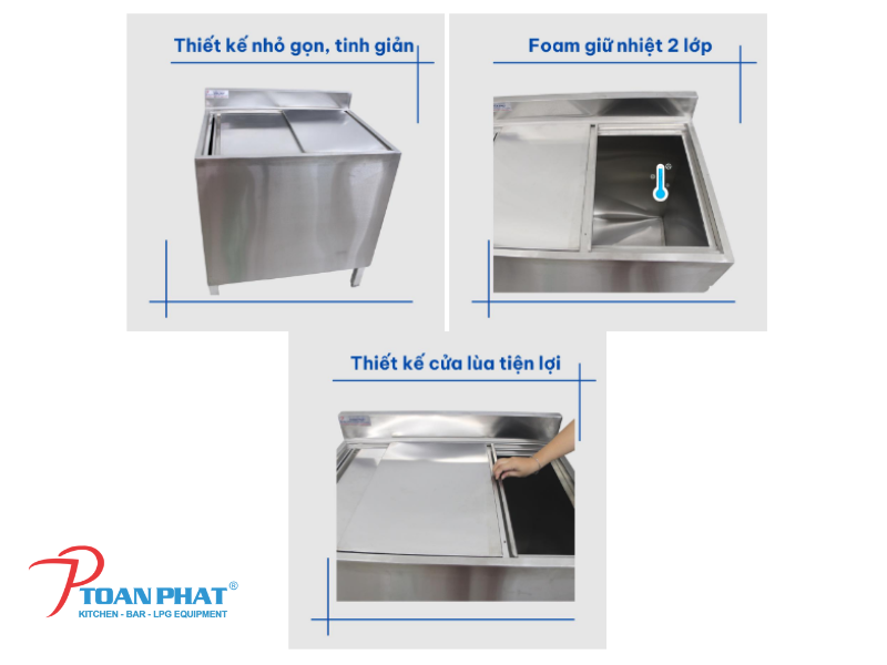 Thùng đá inox 304 cho quán bar, nhà hàng, khách sạn | Giá tốt 6 Thùng đá inox cửa lùa
