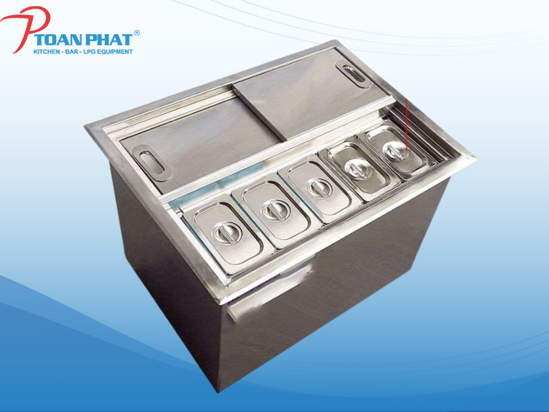 Thùng đá inox 304 cho quán bar, nhà hàng, khách sạn | Giá tốt 2 Thùng đá inox kèm khay topping