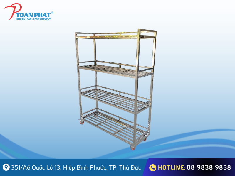Gia công kệ inox công nghiệp theo yêu cầu uy tín chất lượng 5 Kệ inox có bánh xe
