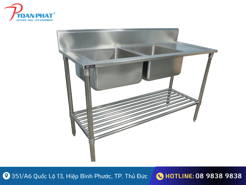 Gia công chậu rửa inox 304 tại TPHCM uy tín chất lượng giá tốt 4 Chậu rửa inox có kệ song
