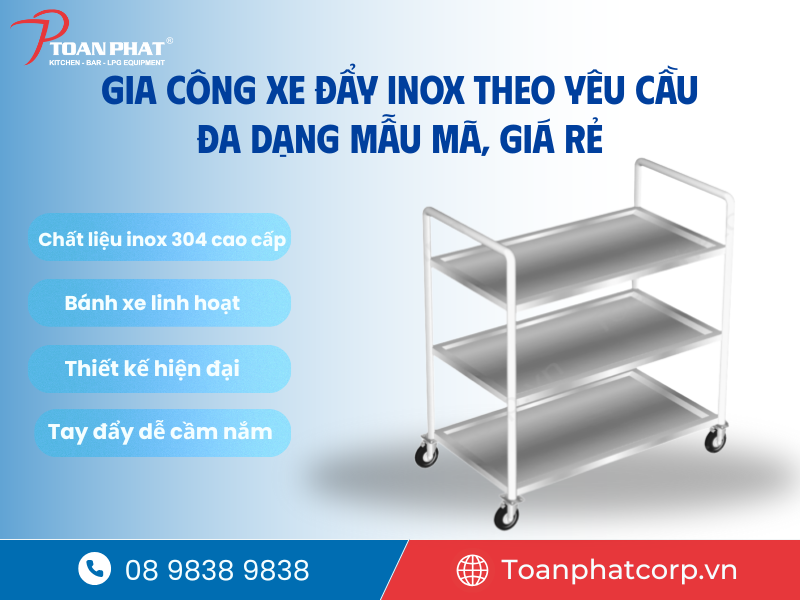 Gia công xe đẩy iNox theo yêu cầu | Đa dạng mẫu mã, Giá rẻ 39 YEN 8