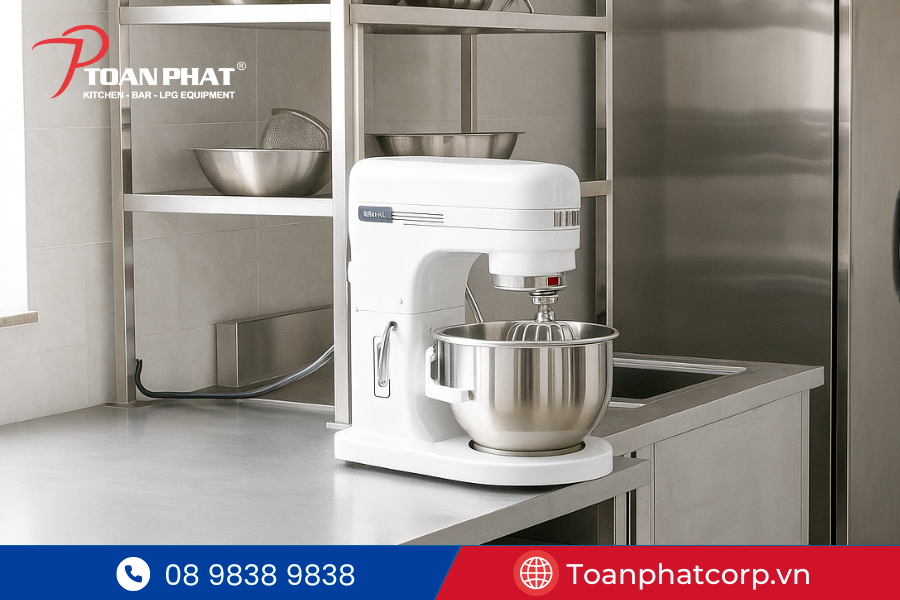 “Máy trộn bột công nghiệp inox, hỗ trợ làm bánh nhanh và đều
