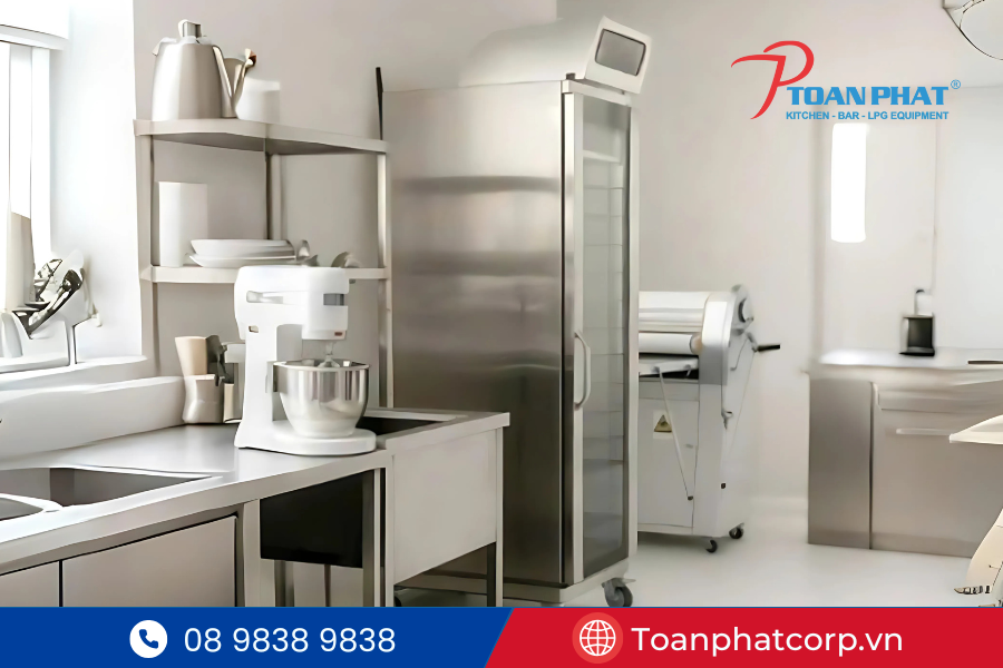 Tủ ủ bột công nghiệp trong bếp bánh trường học