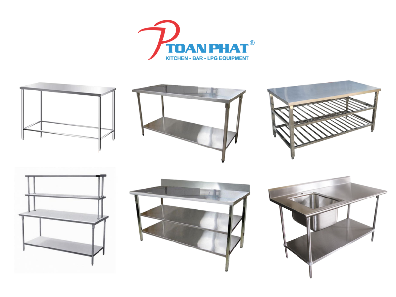 BÀN BẾP INOX CÓ CHẬU RỬA CHẤT LIỆU 304 CAO CẤP, TIỆN DỤNG 3 Các loại bàn sơ chế inox phổ biến