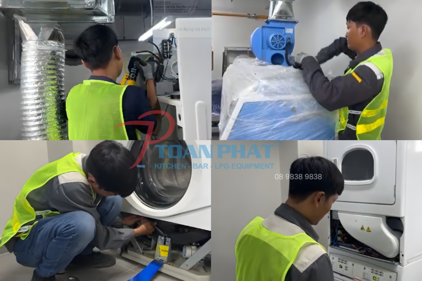 DỰ ÁN THI CÔNG PHÒNG GIẶT TRUNG TÂM THƯƠNG MẠI BCONS 9 Quy trình lắp đặt máy giặt sấy công nghiệp tại Toàn Phát