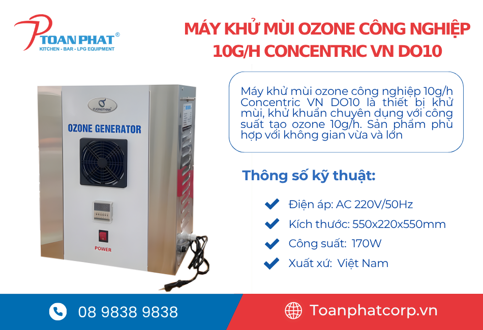 Máy khử mùi ozone công nghiệp 10g/h Concentric VN DO10