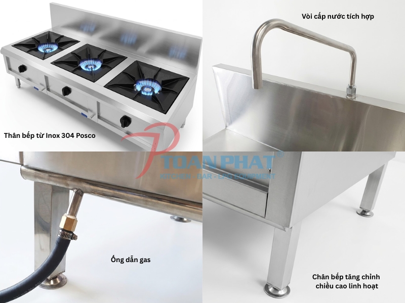 Cấu tạo chi tiết bếp hầm ba họng Toàn Phát sản xuất