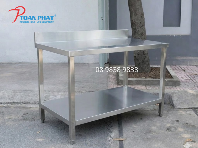 BÀN INOX 2 TẦNG ĐA DẠNG KÍCH THƯỚC 6 Bàn inox 2 tầng có thanh gờ chắn giúp giữ đồ không rơi