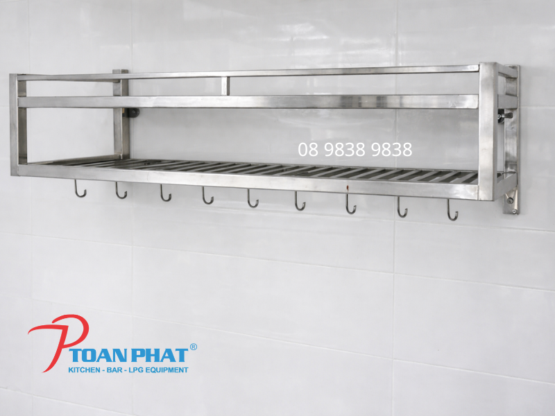 KỆ INOX 2 TẦNG CAO CẤP, ĐA DẠNG MẪU MÃ KÍCH THƯỚC | GIÁ TỐT 4 Kệ inox song 2 tầng gắn tường kèm móc treo tiện dụng