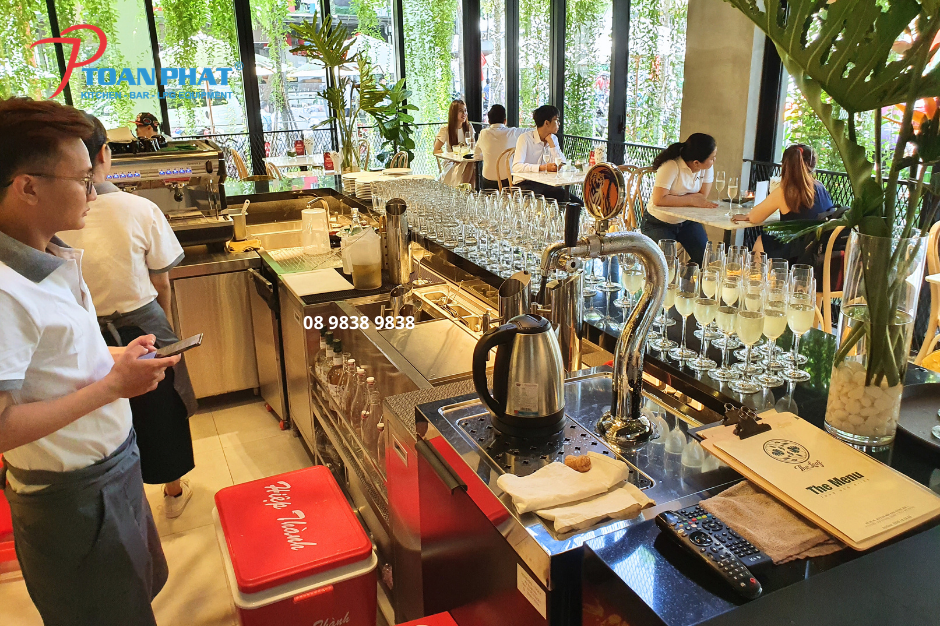 Quầy pha chế inox 1m2 tại dự án mô hình nhà hàng cafe kết hợp