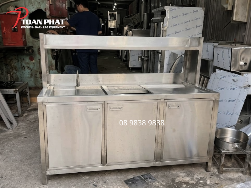 QUẦY PHA CHẾ INOX 1M6 4 Quầy pha chế cafe 1m6 do Toàn Phát sản xuất