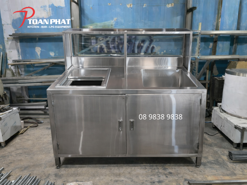 QUẦY PHA CHẾ INOX 1M6 3 Cấu tạo chi tiết Quầy pha chế inox 1m6 giá tốt
