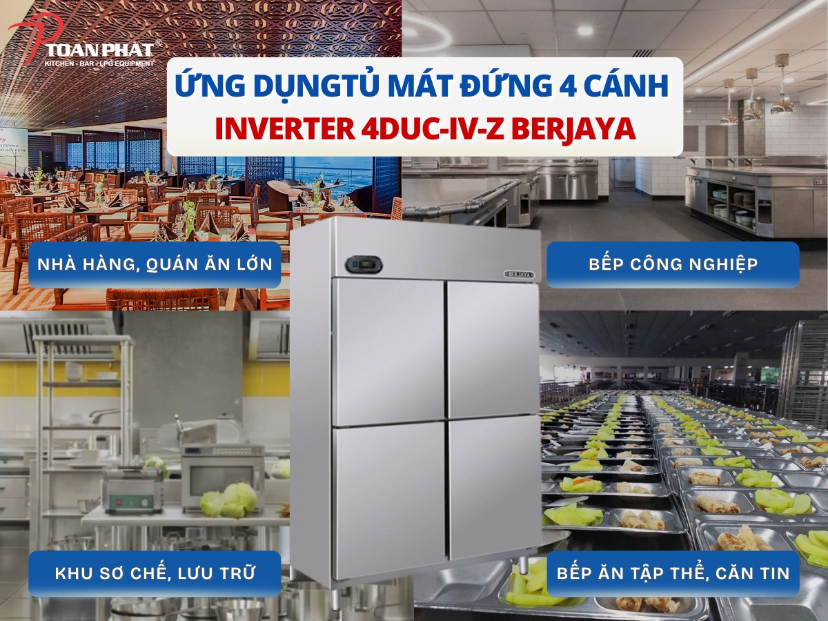 Ứng dụng của tủ mát đứng 4 cánh Inverter 4DUC-IV-Z Berjaya