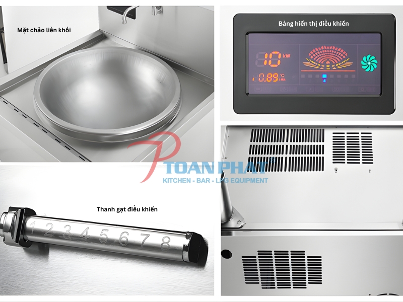 Cấu tạo chung của bếp á điện từ ba họng 12kW Okinaga