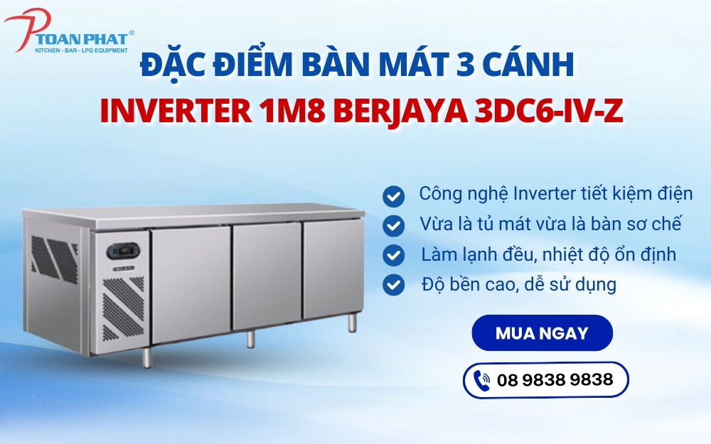 BÀN MÁT 3 CÁNH INVERTER 1M8 BERJAYA 3DC6-IV-Z 4 Điểm nổi bật của bàn mát 3 cánh Inverter 1m8 3DC6-IV-Z