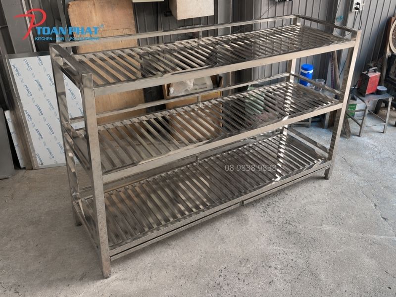 KỆ SONG INOX 3 TẦNG 3 Cấu tạo kệ song inox 3 tầng gồm những gì