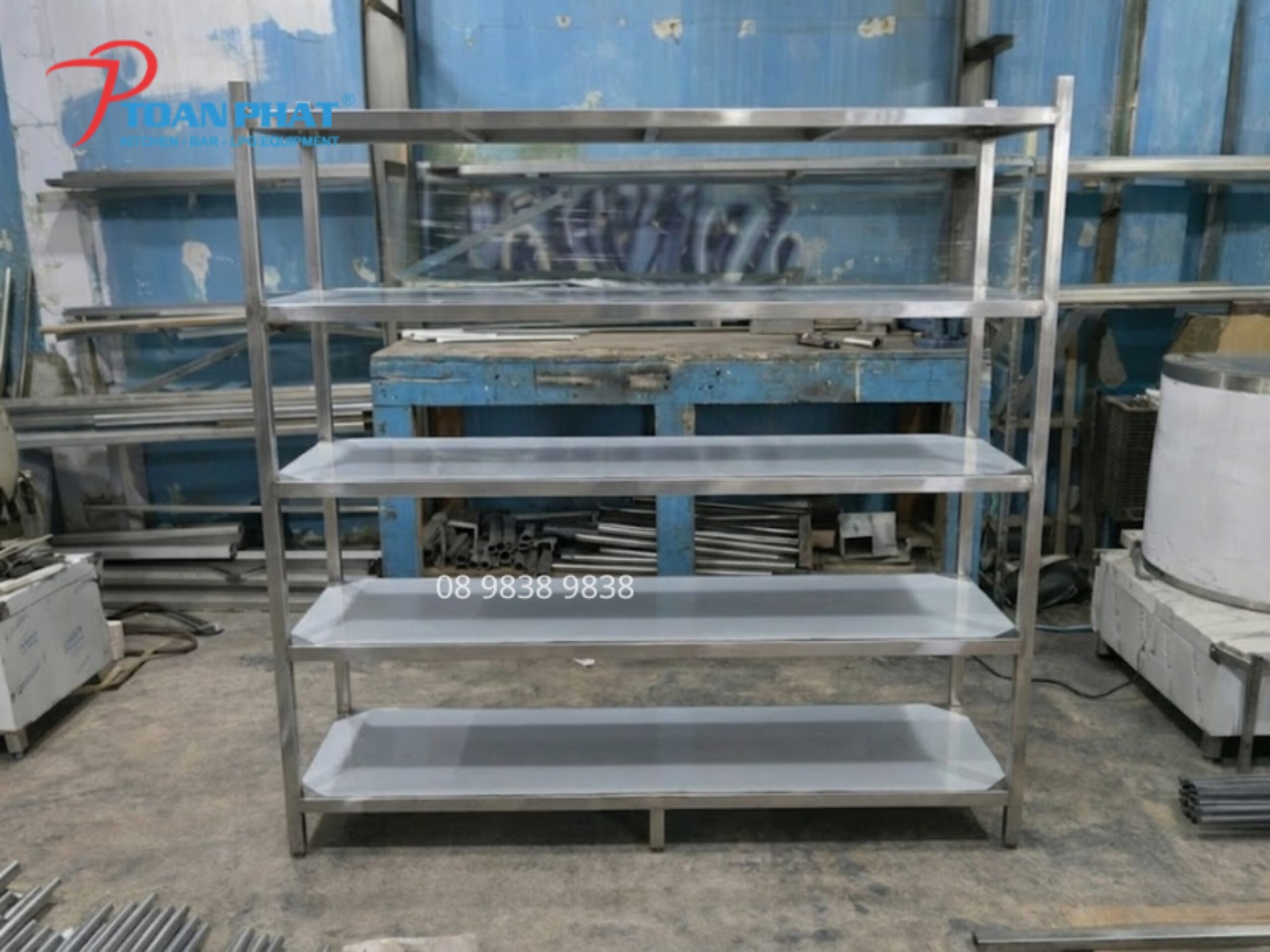 KỆ PHẲNG INOX 5 TẦNG 3 Kệ phẳng inox 5 tầng Toàn Phát sản xuất