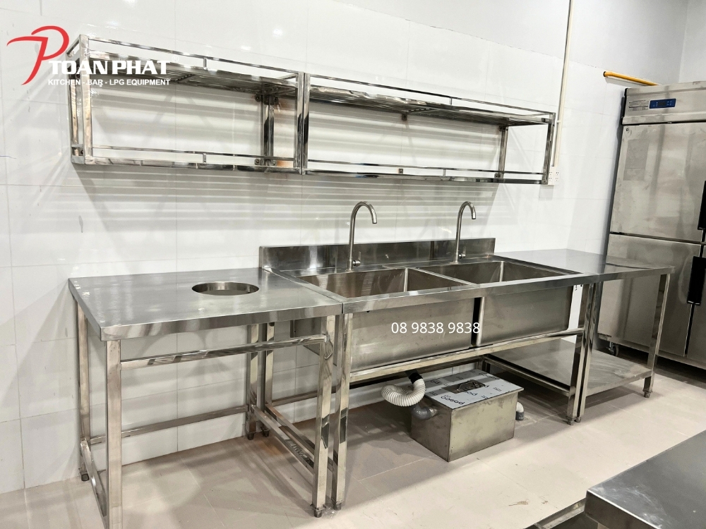 Chậu rửa inox đôi công nghiệp