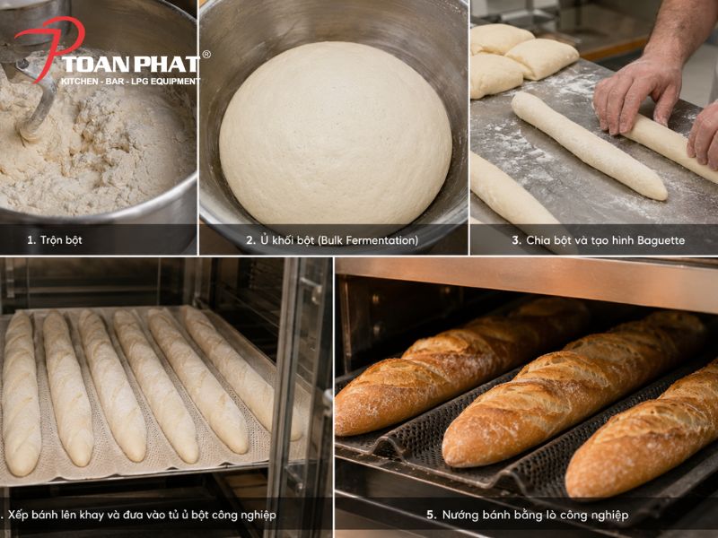Top 7 Công thức làm bánh mì bằng lò nướng công nghiệp 4 Các bước làm bánh mì Baguette Pháp bằng lò nướng công nghiệp