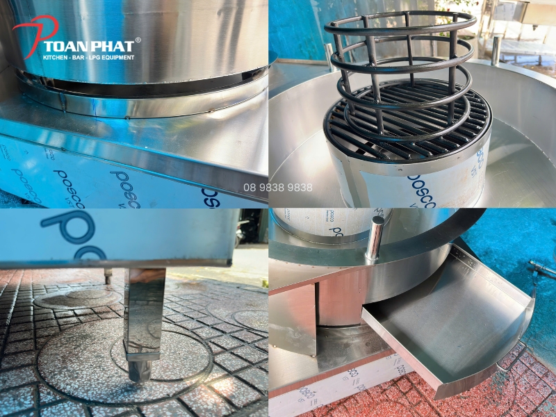 Kết cấu inox chắc chắn, phù hợp với môi trường bếp công nghiệp