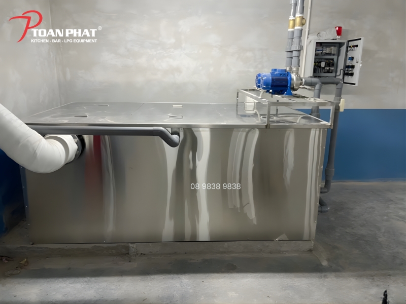 THI CÔNG BỂ TÁCH MỠ INOX CÔNG NGHIỆP TRỌN GÓI 10 Bể tách mỡ inox nổi