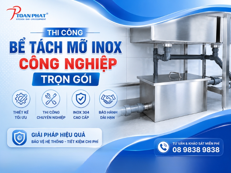 THI CÔNG BỂ TÁCH MỠ INOX CÔNG NGHIỆP TRỌN GÓI