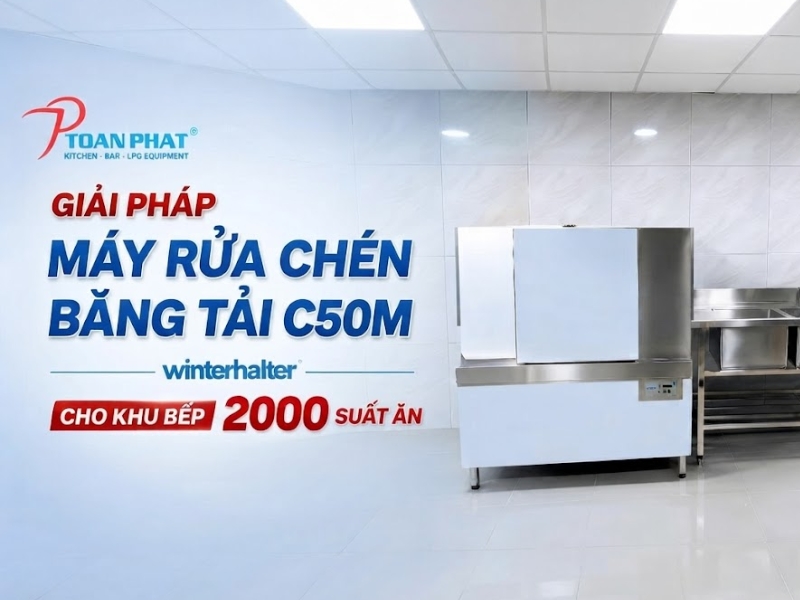 Máy rửa chén băng tải cho tiệc cưới, hội nghị, căn tin 2000 suất ăn 