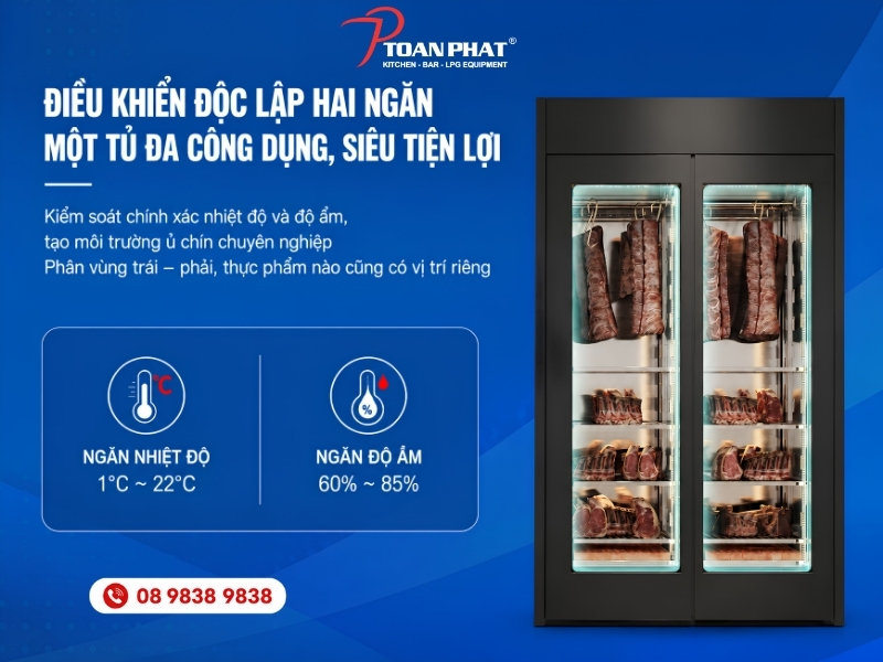 TỦ Ủ KHÔ DRY AGED DA600S OKINAGA 3 Tủ ủ khô dry aged DA600S Okinaga thiết kế thương mại 2 cánh kính, kiểu dáng hiện đại