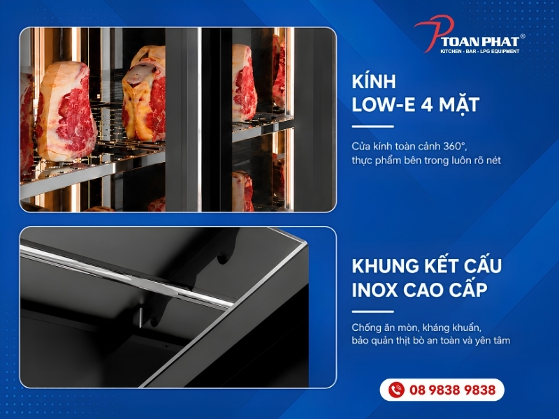 TỦ Ủ KHÔ DRY AGED DA900S OKINAGA 3 Tủ ủ khô Dry Aged DA900S Okinaga với Inox 304 cao cấp – bền bỉ, chống gỉ, dễ vệ sinh