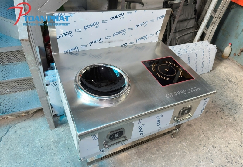 Toàn Phát thiết kế và sản xuất bếp công nghiệp theo yêu cầu 8 Bếp Á điện từ chảo rời kết hợp mặt phẳng