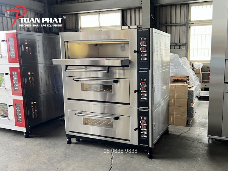 Lò nướng gas 3 tầng 6 khay MahYih MY-736 3 **Lò nướng gas 3 tầng 6 khay MahYih MY-736** trang bị 2 hệ thống đánh lửa, đảm bảo vận hành ổn định và nhanh chóng