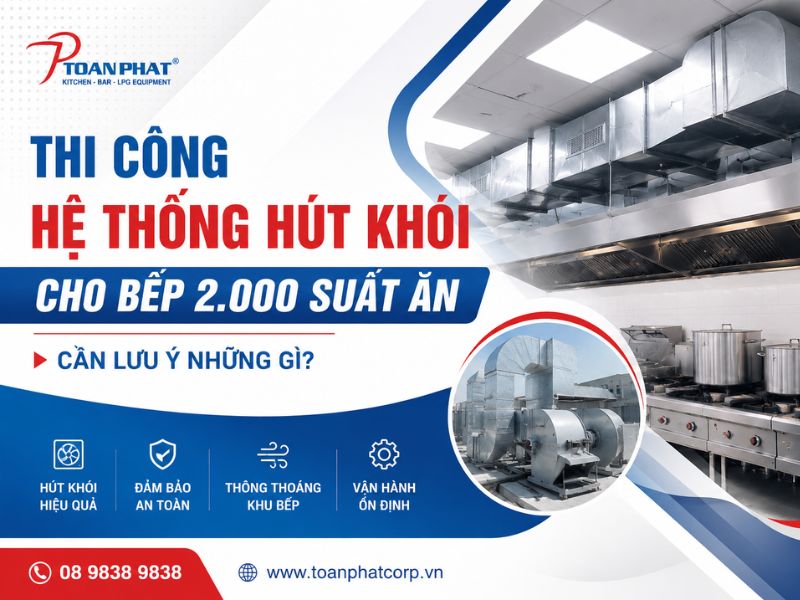 Thi công hệ thống hút khói cho bếp 2.000 suất ăn cần lưu ý những gì?