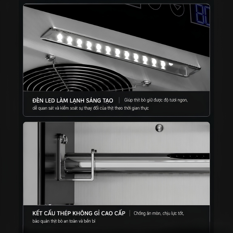 Tủ ủ thịt Dry Ager 52L cao cấp DA80S 13 Quạt tuần hoàn giúp phân bổ không khí đồng đều