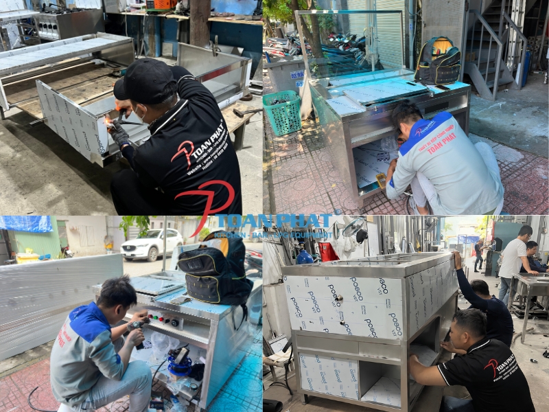 TỦ HÂM NÓNG THỨC ĂN 12 KHAY 10 Quy trình sản xuất tủ hâm nóng thức ăn Toàn Phát từ gia công, lắp ráp đến đấu nối hệ thống điện hoàn thiện