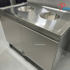 XE THU GOM THỨC ĂN THỪA INOX 304 - THIẾT KẾ THEO YÊU CẦU 9 Xe thu gom thức ăn thừa inox 304 thiết kế chuyên dụng cho bếp công nghiệp