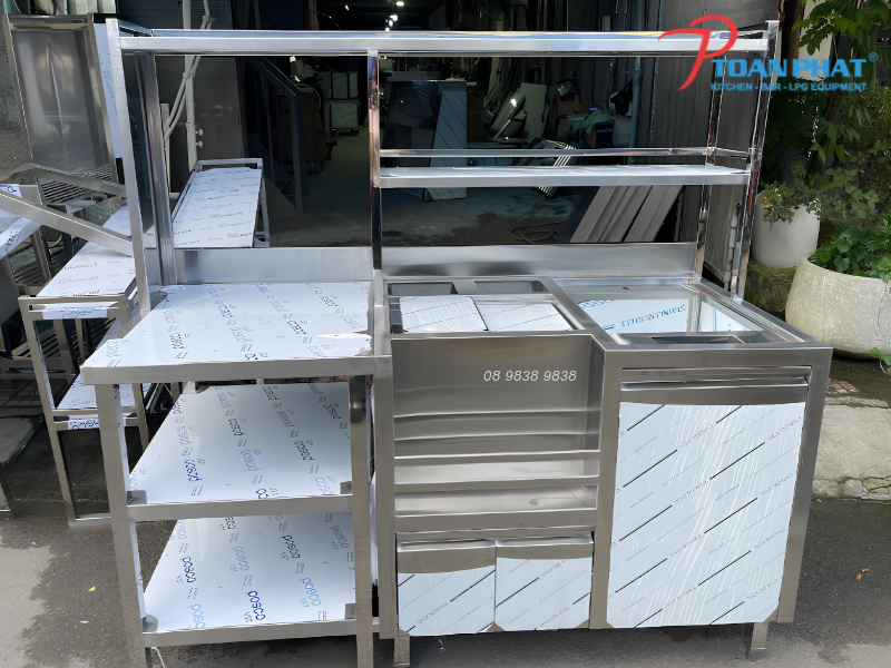 Quầy pha chế inox cho quán trà sữa và đồ uống