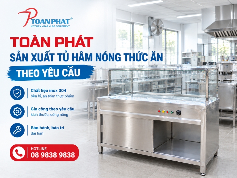 TỦ HÂM NÓNG THỨC ĂN 12 KHAY 13 Xưởng Toàn Phát trực tiếp sản xuất tủ hâm nóng thức ăn công nghiệp chất lượng cao